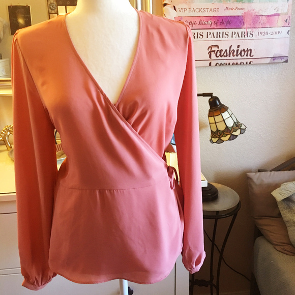 ROSE & OLIVE Long Sleeve Wrap Blouse, Size L - Picture 2 of 8